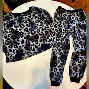 Justice fleece leopard pajamas 12/14